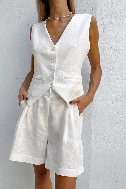 Rowangirl  Sleeveless V-Neck Casual And Comfortable Two-Piece Set