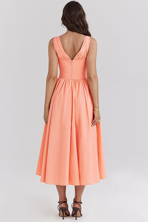 Rowangirl  Fashionable Printed V-Neck Temperament Dress