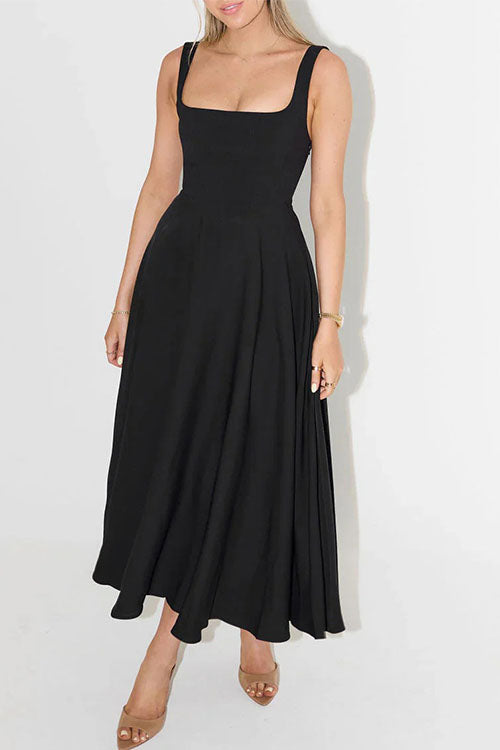 Rowangirl  Solid Strap Midi Dress