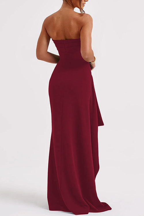 Rowangirl  Strapless Pleated Long Dress