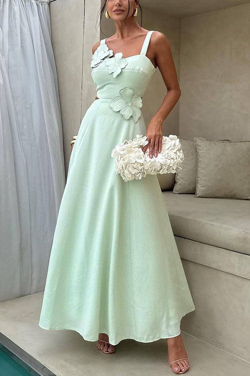 Rowangirl  Fashionable Temperament Sling Flower Slim Dress