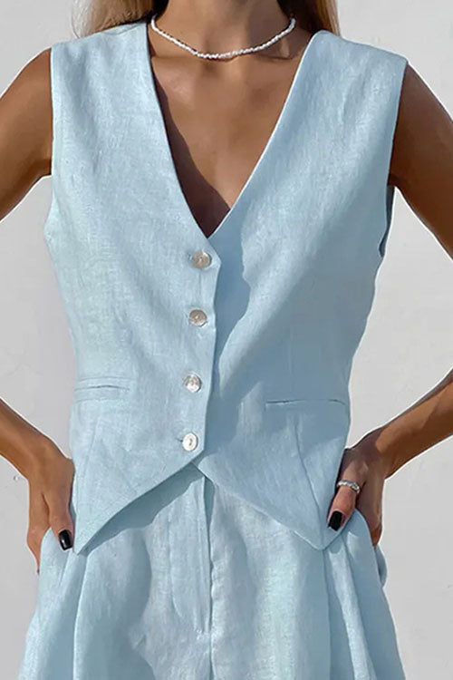 Rowangirl  Sleeveless V-Neck Casual And Comfortable Two-Piece Set