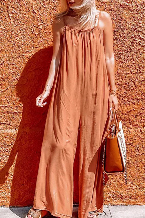 Rowangirl Loose Wide-Leg Jumpsuit With Suspenders