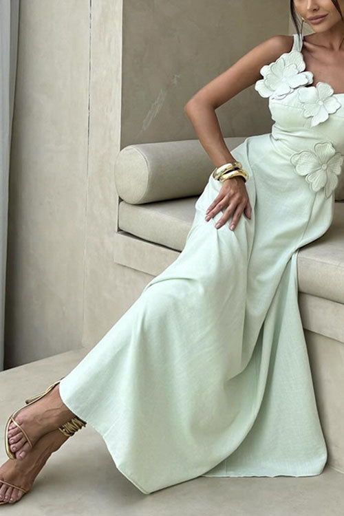 Rowangirl  Fashionable Temperament Sling Flower Slim Dress
