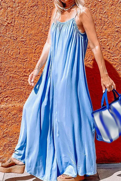 Rowangirl Loose Wide-Leg Jumpsuit With Suspenders