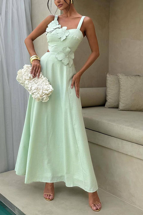 Rowangirl  Fashionable Temperament Sling Flower Slim Dress