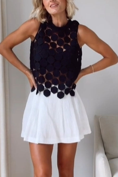 Rowangirl  Round Neck Sleeveless Lace Top