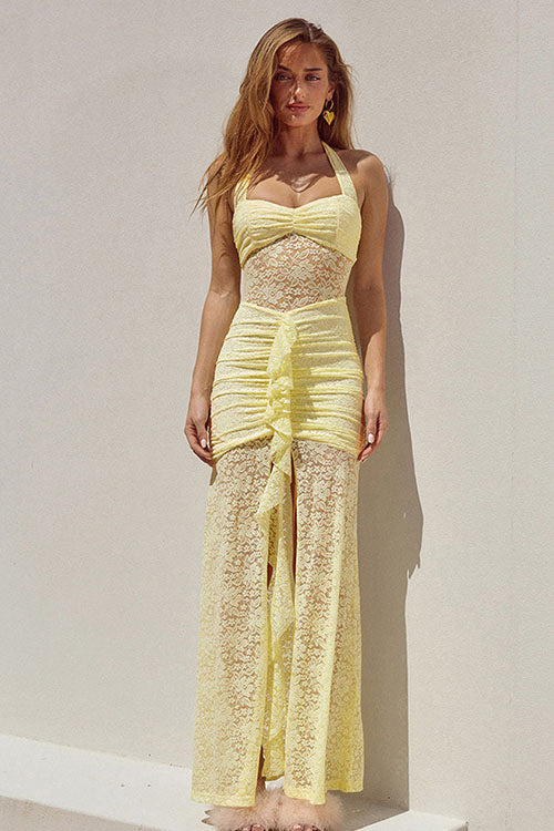 Rowangirl  Lace Panel Halterneck Dress