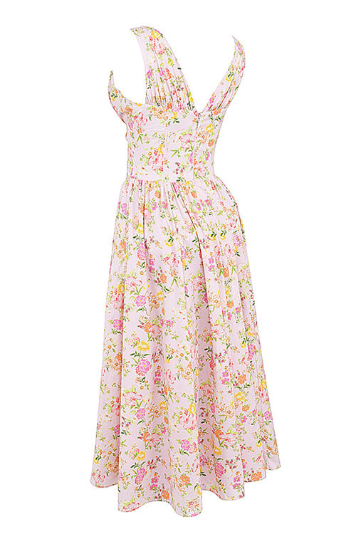 Rowangirl  Fashionable Printed V-Neck Temperament Dress