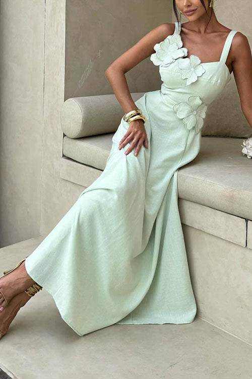 Rowangirl  Fashionable Temperament Sling Flower Slim Dress