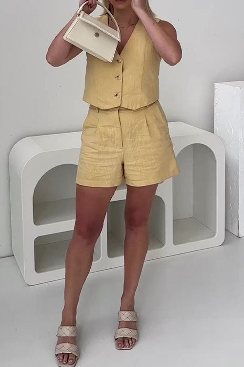 Rowangirl  Sleeveless V-Neck Casual And Comfortable Two-Piece Set