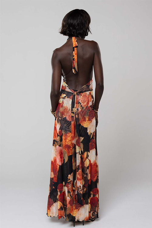 Rowangirl  Printed Halterneck Evening Dress