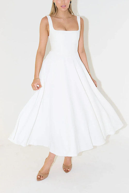 Rowangirl  Solid Strap Midi Dress