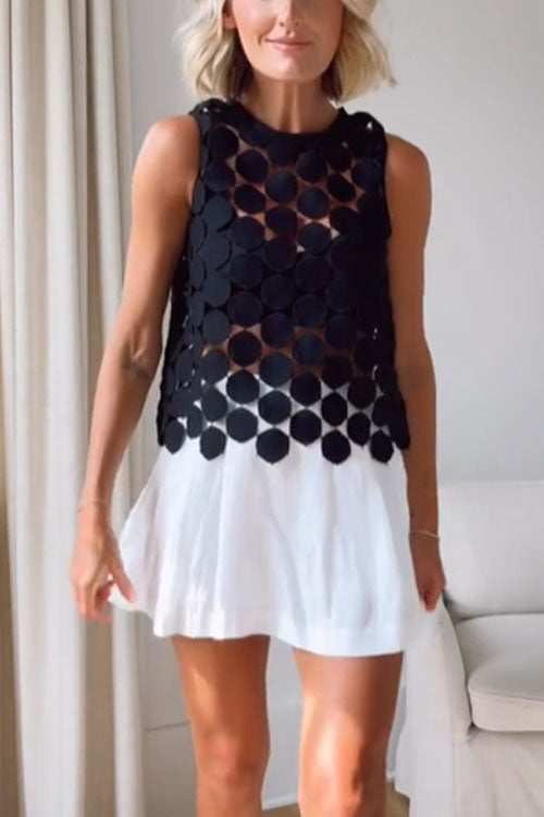 Rowangirl  Round Neck Sleeveless Lace Top