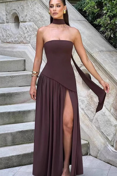Rowangirl Irregular Slit Holiday Maxi Dress