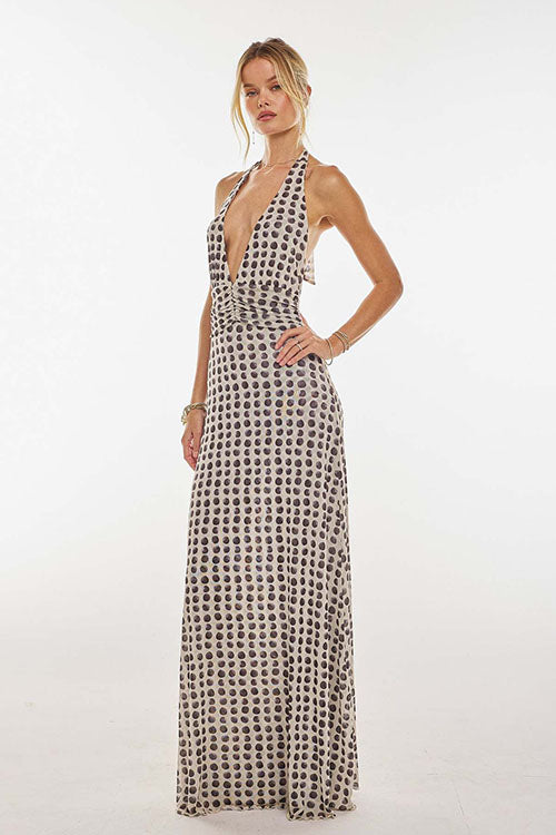 Rowangirl  Printed Halterneck Evening Dress