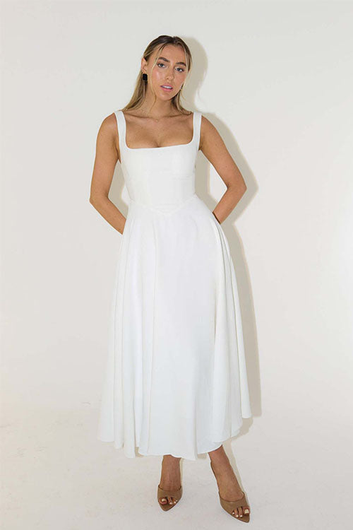 Rowangirl  Solid Strap Midi Dress