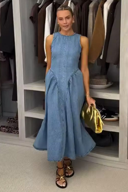 Rowangirl Sleeveless Backless Denim Skirt