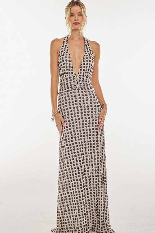 Rowangirl  Printed Halterneck Evening Dress