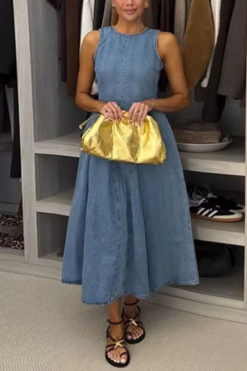 Rowangirl Sleeveless Backless Denim Skirt