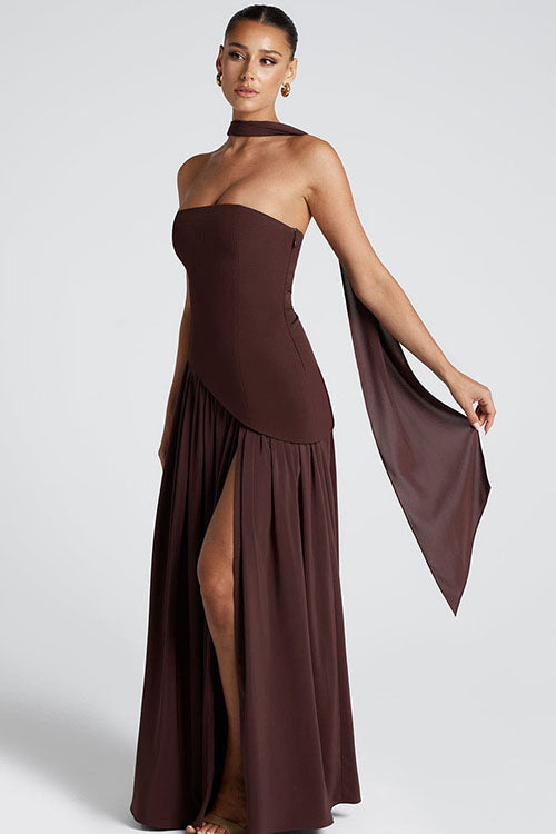 Rowangirl Irregular Slit Holiday Maxi Dress