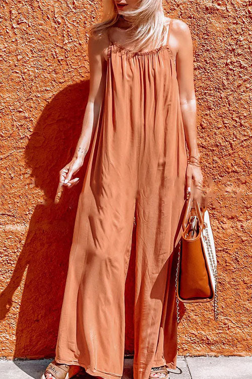 Rowangirl Loose Wide-Leg Jumpsuit With Suspenders