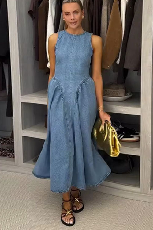 Rowangirl Sleeveless Backless Denim Skirt