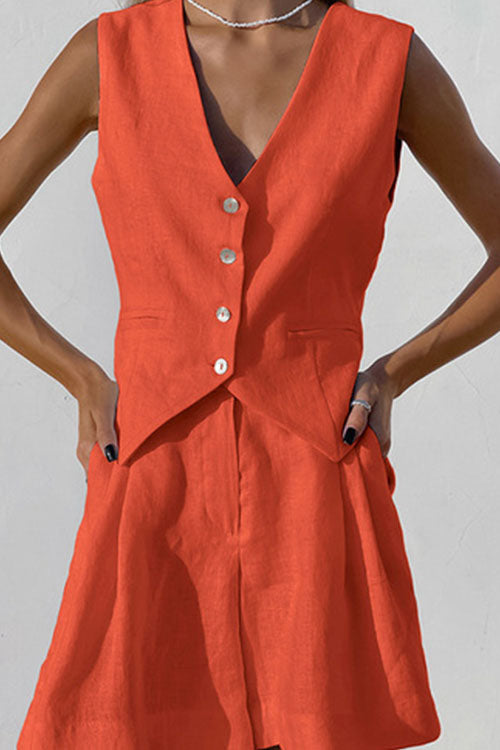 Rowangirl  Sleeveless V-Neck Casual And Comfortable Two-Piece Set