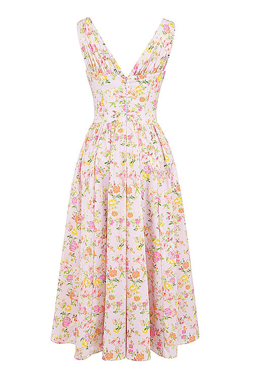 Rowangirl  Fashionable Printed V-Neck Temperament Dress