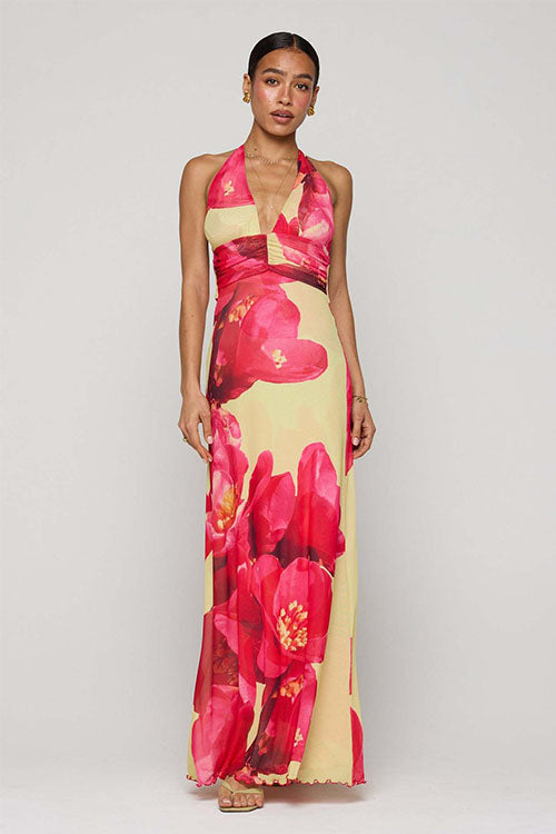 Rowangirl  Printed Halterneck Evening Dress