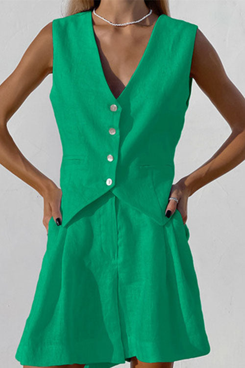 Rowangirl  Sleeveless V-Neck Casual And Comfortable Two-Piece Set