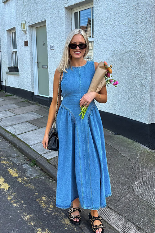 Rowangirl Sleeveless Backless Denim Skirt