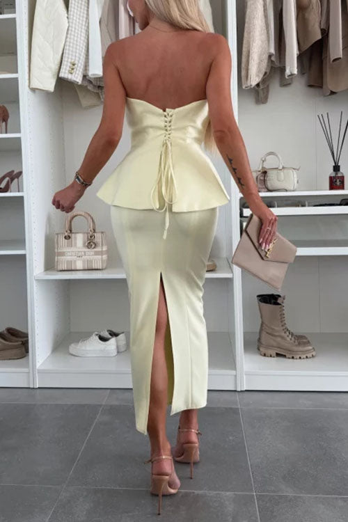 Rowangirl Slit Temperament Fashion Suit Skirt