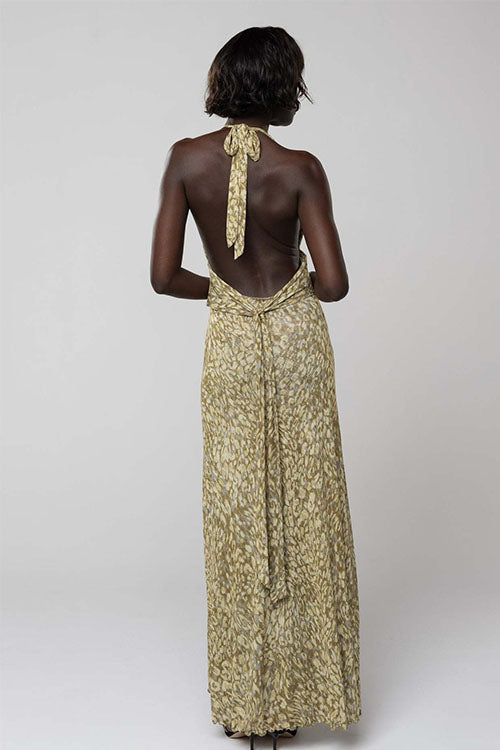 Rowangirl  Printed Halterneck Evening Dress