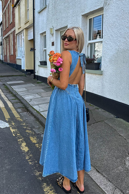 Rowangirl Sleeveless Backless Denim Skirt