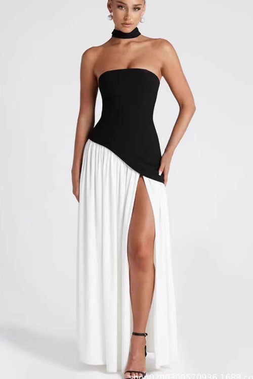 Rowangirl Irregular Slit Holiday Maxi Dress
