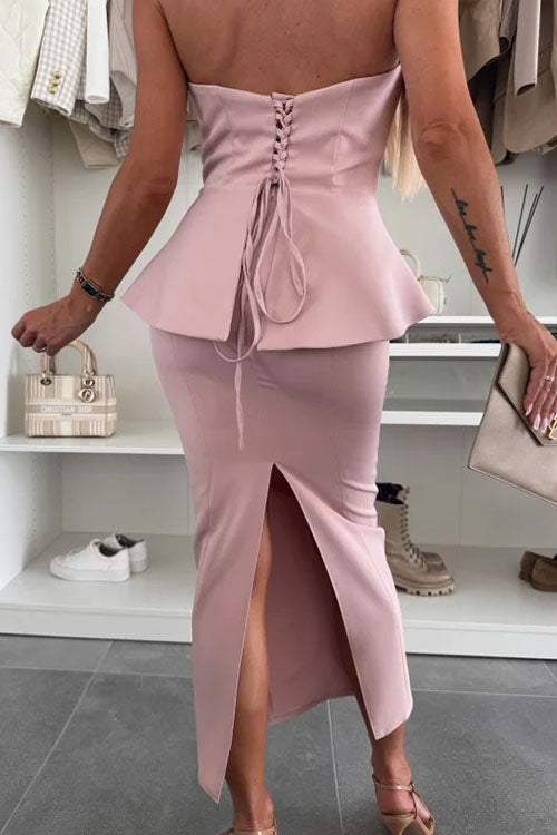 Rowangirl Slit Temperament Fashion Suit Skirt