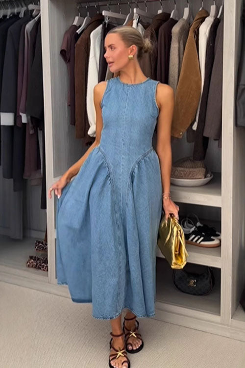 Rowangirl Sleeveless Backless Denim Skirt