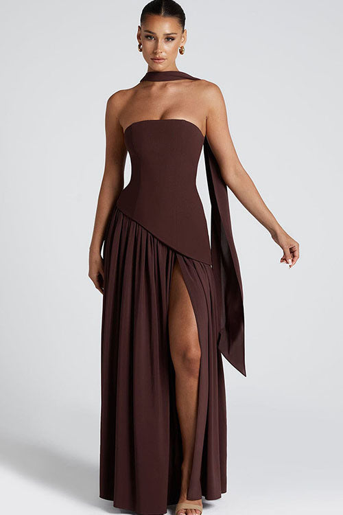Rowangirl Irregular Slit Holiday Maxi Dress