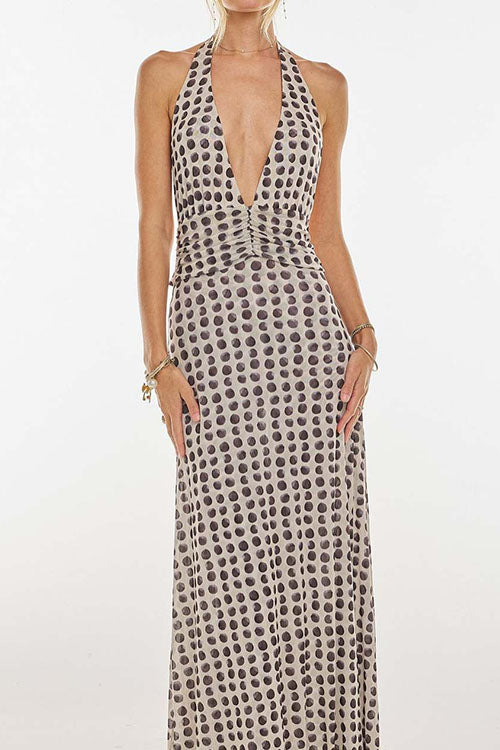Rowangirl  Printed Halterneck Evening Dress