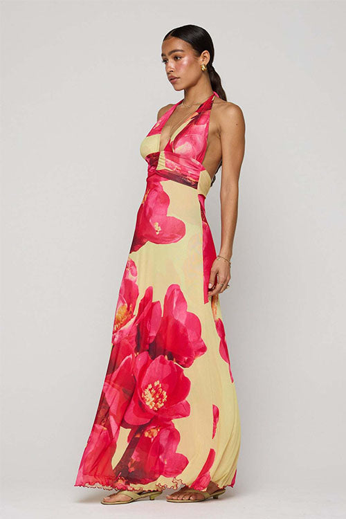 Rowangirl  Printed Halterneck Evening Dress