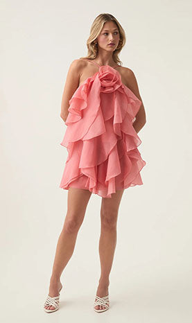 Rowangirl  Halter Neck Floral Ruffle Dress