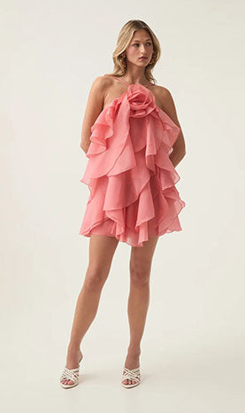 Rowangirl  Halter Neck Floral Ruffle Dress