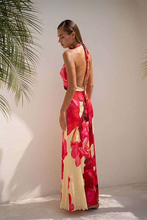 Rowangirl  Printed Halterneck Evening Dress