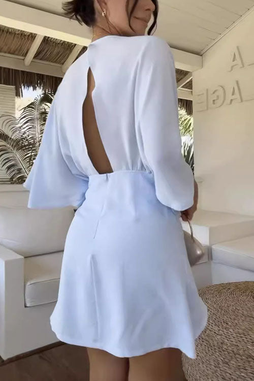Rowangirl  Solid Color Fashionable V-neck Irregular Dress