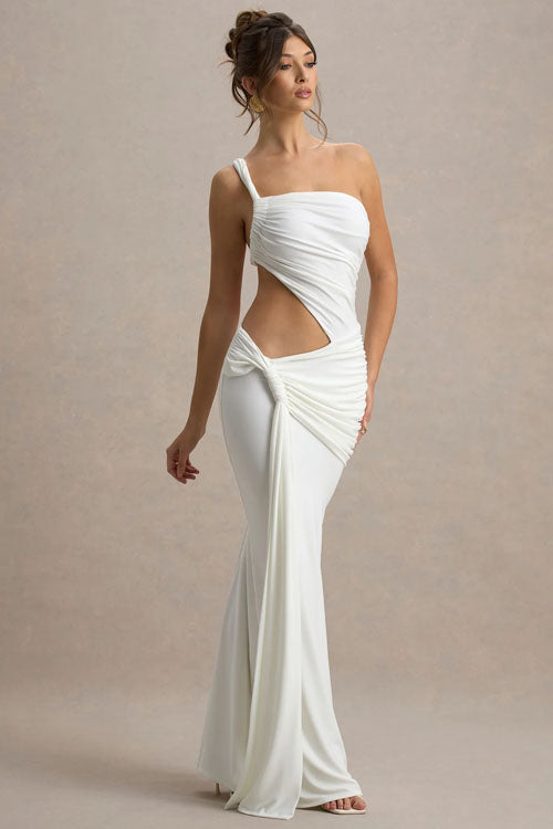 Rowangirl Solid Color Irregular Long Dress