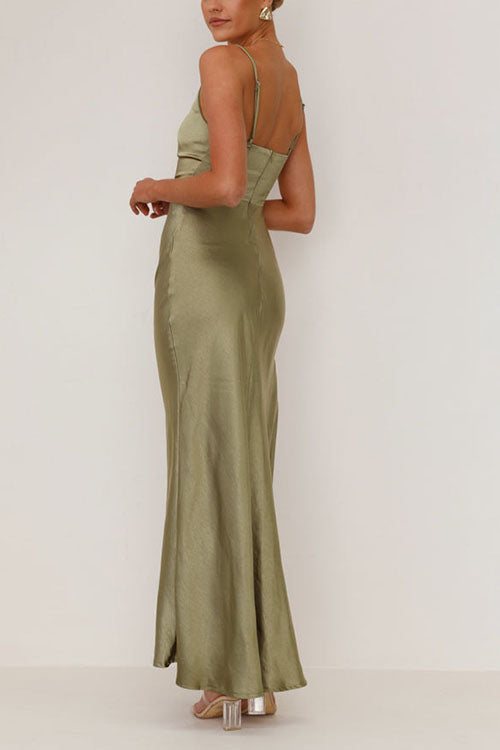 Rowangirl  Backless Slit Mid-Length Sleeveless Suspender Dress