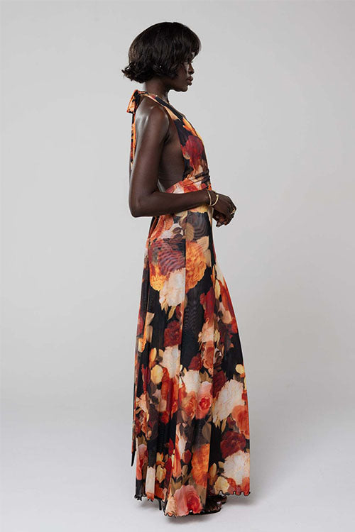 Rowangirl  Printed Halterneck Evening Dress