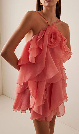 Rowangirl  Halter Neck Floral Ruffle Dress