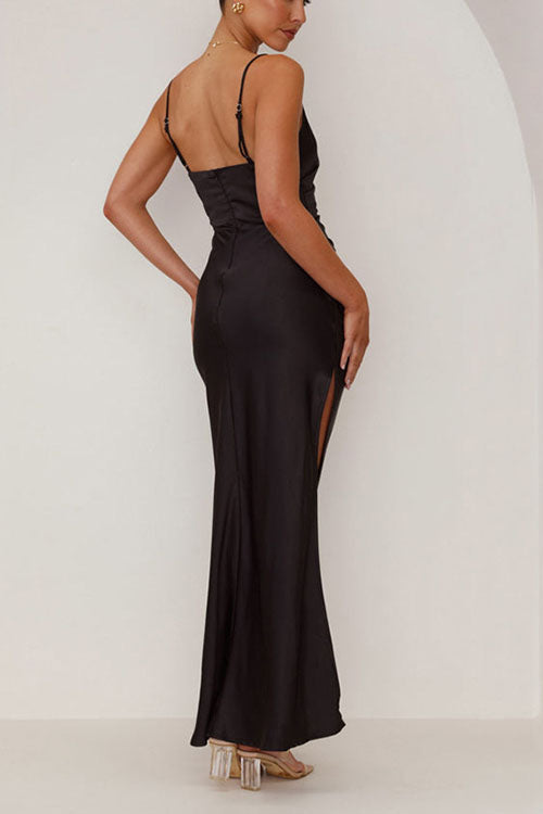 Rowangirl  Backless Slit Mid-Length Sleeveless Suspender Dress